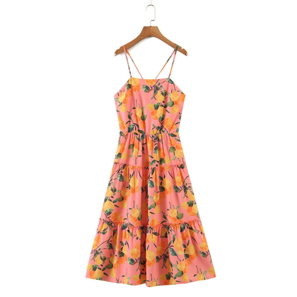 Women's Spring Fruit Print Camisole Dress